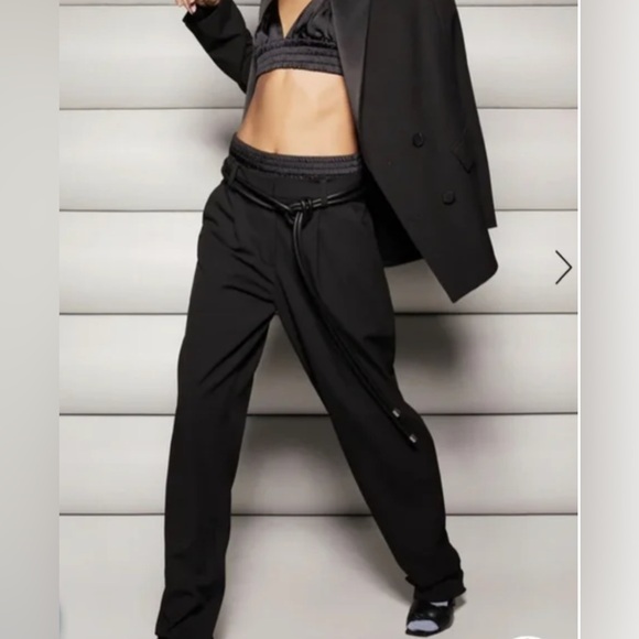 💖 NEW A.L.C Elliot Black Leather Lamb Combo Pants - Picture 1 of 7